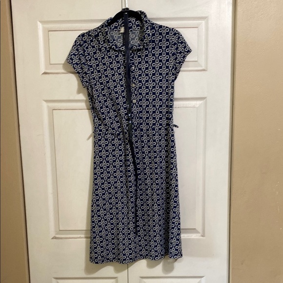 Discreet Blue Polo Collar Midi Dress - Picture 1 of 5